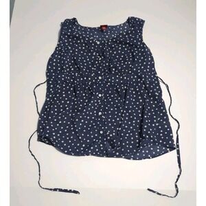 Merona Sleeveless Polka Dot Blouse Womens Size XL babydoll boho flowy keyhole
